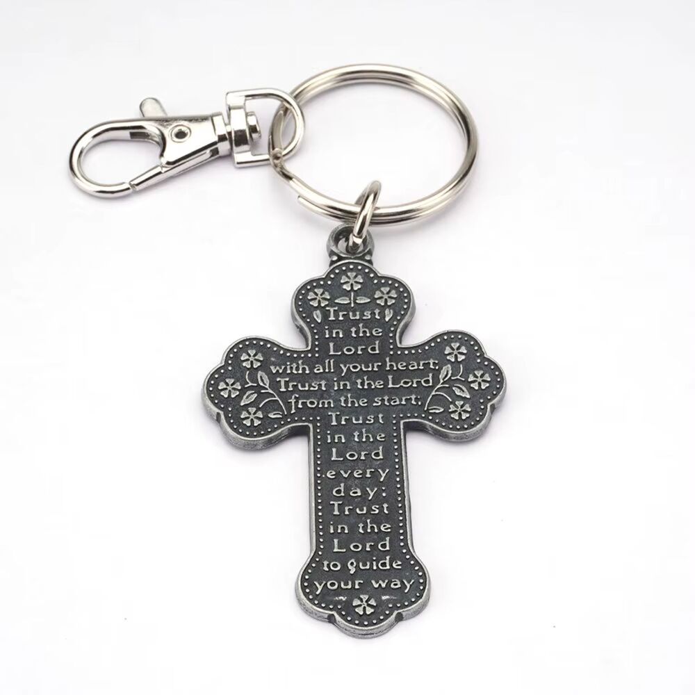 Camco Cross Alloy Keychain Metal Pendant Religious Bag Charm Keyring